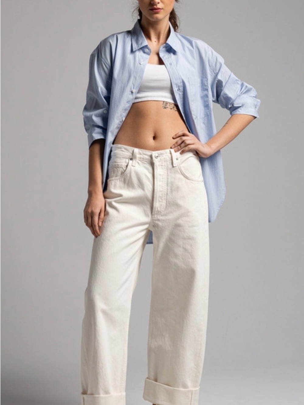 Citizens Of Humanity Ayla Off-White Wide-Leg Jeans